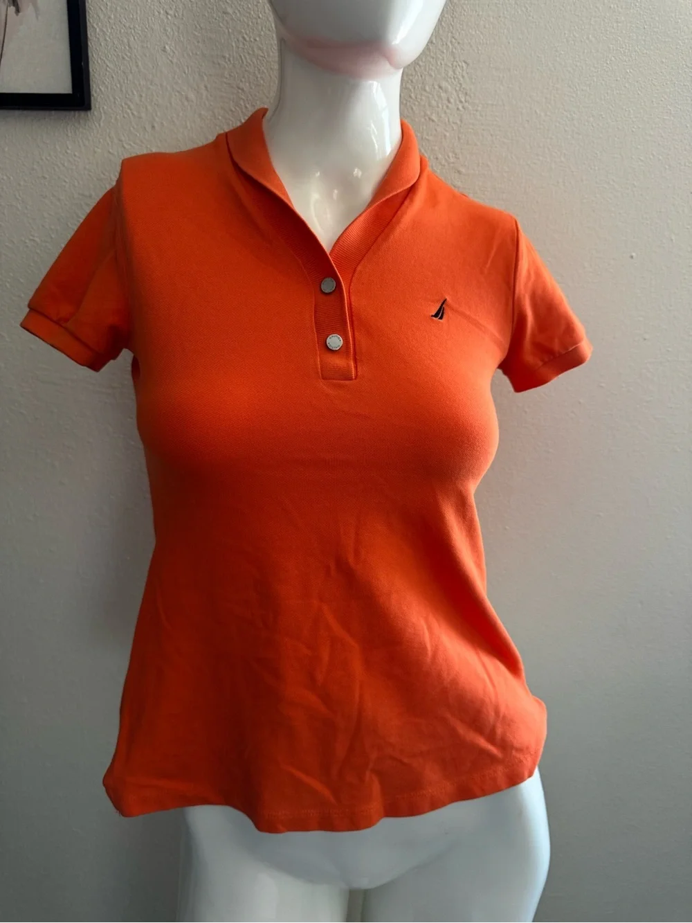 Nautica Orange Short Sleeve Polo Top with Embroidered Logo
